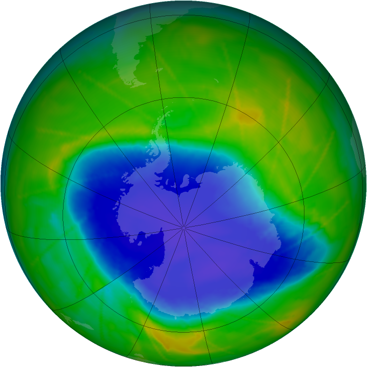Antarctic ozone map for 01 November 2010